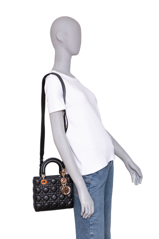 DIOR MINI LADY DIOR CANNAGE BLACK