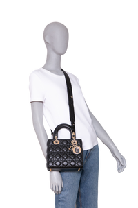DIOR MINI LADY DIOR CANNAGE BLACK