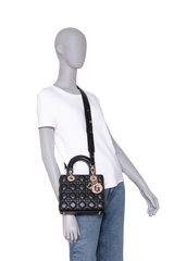 DIOR MINI LADY DIOR CANNAGE BLACK