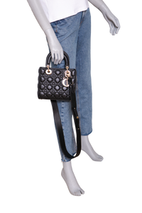 DIOR MINI LADY DIOR CANNAGE BLACK