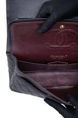 CHANEL CLASSIC MEDIUM DOUBLE FLAP CAVIAR BLACK - GOLD HDWR