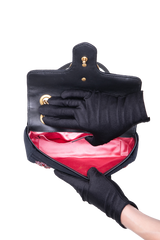 GUCCI GG MARMONT VELVET BEADED FLAP BLACK