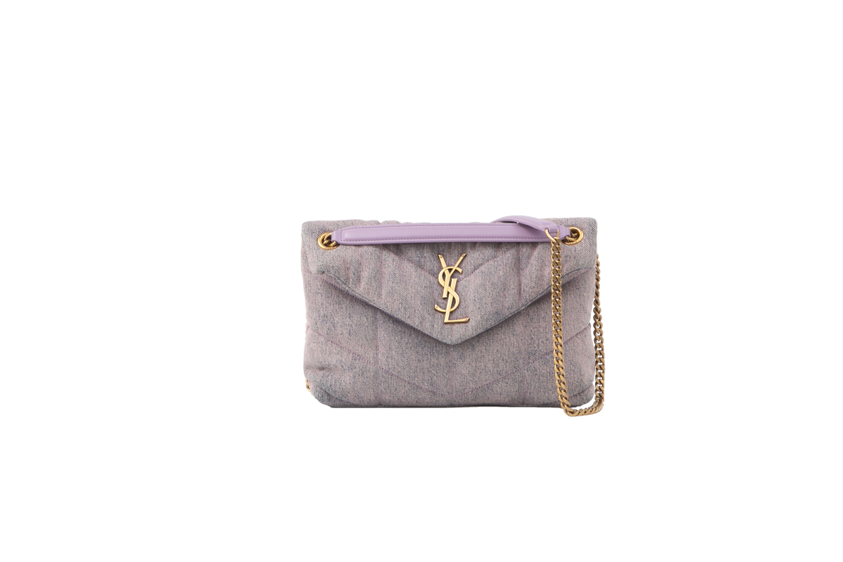 YSL LOU LOU PUFFER SMALL DENIM & LILAC