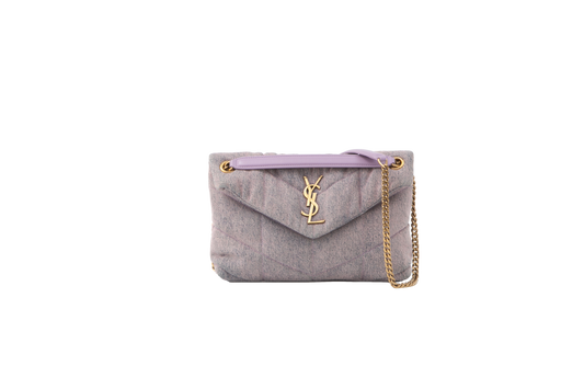 YSL LOU LOU PUFFER SMALL DENIM & LILAC