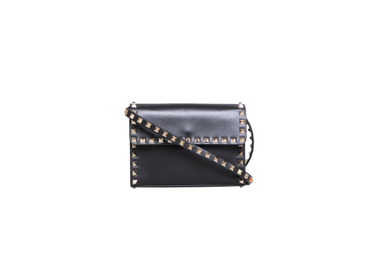 VALENTINO ROCKSTUD MINI BLACK STUDDED GOLD