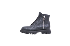 GUCCI BOOT COMBAT GG EMBOSSED BLACK - 38 1/2 BR