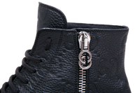 GUCCI BOOT COMBAT GG EMBOSSED BLACK - 38 1/2 BR