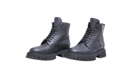 GUCCI BOOT COMBAT GG EMBOSSED BLACK - 38 1/2 BR