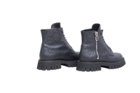 GUCCI BOOT COMBAT GG EMBOSSED BLACK - 38 1/2 BR