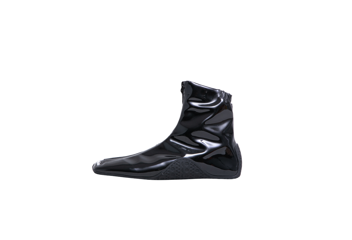 ALAIA BOOT ANKLE ZÍP-FRONT PATENT BLACK - 36 BR
