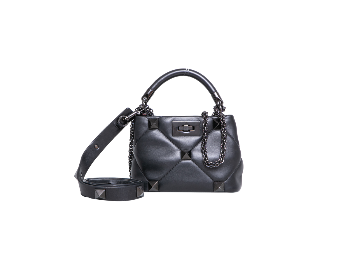 VALENTINO MINI ROMAN STUD ALL BLACK
