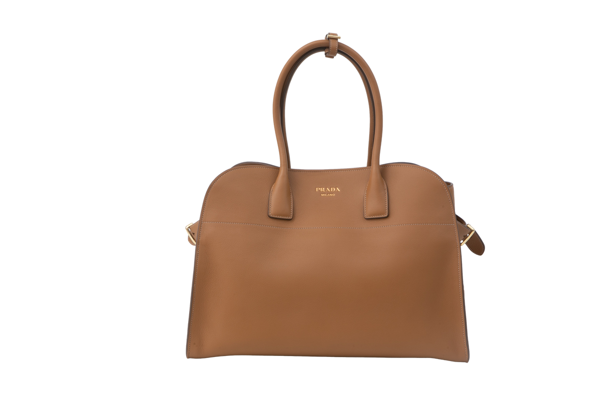 PRADA TOTE BAG LARGE LATHER CARAMEL