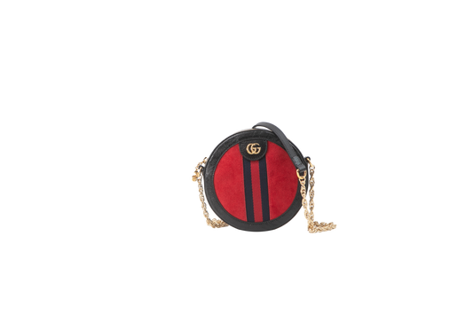 GUCCI ROUND OPHIDIA SUEDE BLACK & RED