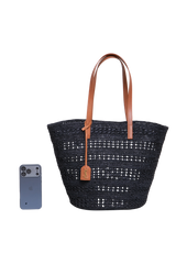 YSL PANIER SHOPPING RAFFIA BLACK