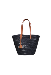 YSL PANIER SHOPPING RAFFIA BLACK