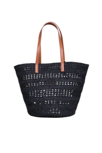 YSL PANIER SHOPPING RAFFIA BLACK