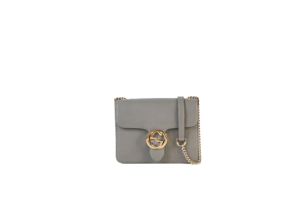 GUCCI CALFSKIN INTERLOCKING GG GREY