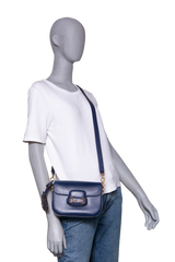 GUCCI MINI HORSEBIT 1955 AZALEA CALFSKIN NAVY WITH CHARM ON BOARD
