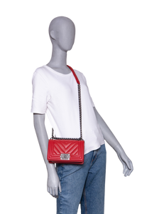 CHANEL BOY SMALL LAMBSKIN CHEVRON TERRACOTTA