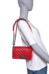 CHANEL BOY SMALL LAMBSKIN CHEVRON TERRACOTTA