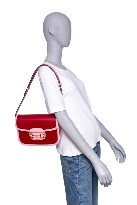 GUCCI HORSEBIT 1955 CALFSKIN AZALEA/RED