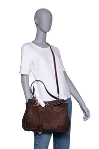 BALENCIAGA RODEO MEDIUM SUEDE LIGHT EXPRESSO-CHARM COFFEE CUP/CROISSANT