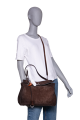 BALENCIAGA RODEO MEDIUM SUEDE LIGHT EXPRESSO-CHARM COFFEE CUP/CROISSANT