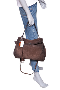 BALENCIAGA RODEO MEDIUM SUEDE LIGHT EXPRESSO-CHARM COFFEE CUP/CROISSANT