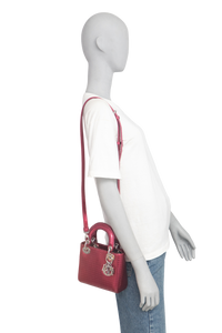 DIOR METALLIC PATENT MICRO CANNAGE MINI LADY DIOR FUCHSIA