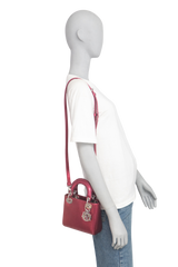 DIOR METALLIC PATENT MICRO CANNAGE MINI LADY DIOR FUCHSIA