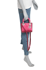 DIOR METALLIC PATENT MICRO CANNAGE MINI LADY DIOR FUCHSIA