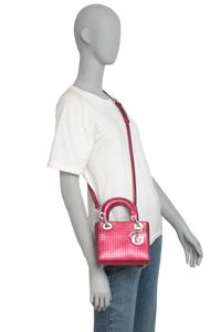 DIOR METALLIC PATENT MICRO CANNAGE MINI LADY DIOR FUCHSIA