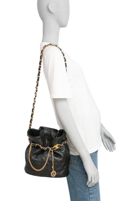 CHANEL DRAWSTRING LAMBSKIN QUILTED JEWEL