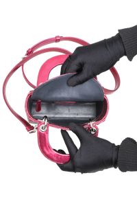 DIOR METALLIC PATENT MICRO CANNAGE MINI LADY DIOR FUCHSIA