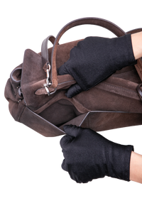 BALENCIAGA RODEO MEDIUM SUEDE LIGHT EXPRESSO-CHARM COFFEE CUP/CROISSANT
