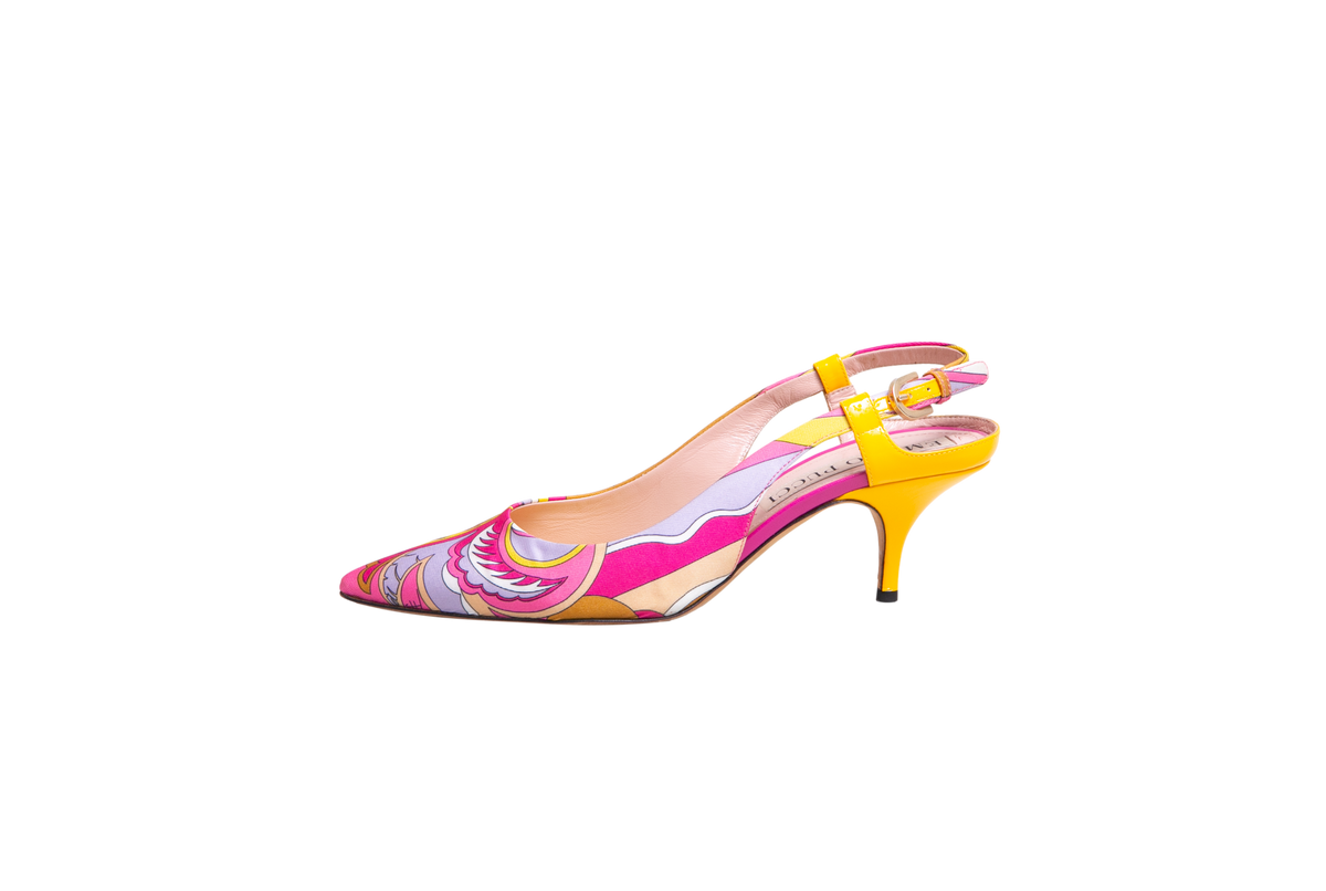 EMILIO PUCCI SLINGBACK PUMPS ACAPULCO PRINTED - 35 1/2 BR