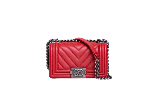 CHANEL BOY SMALL LAMBSKIN CHEVRON TERRACOTTA