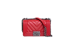 CHANEL BOY SMALL LAMBSKIN CHEVRON TERRACOTTA