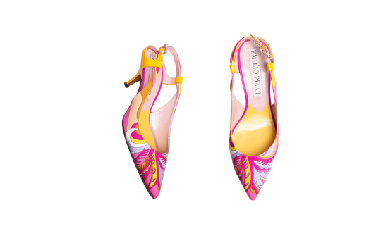 EMILIO PUCCI SLINGBACK PUMPS ACAPULCO PRINTED - 35 1/2 BR