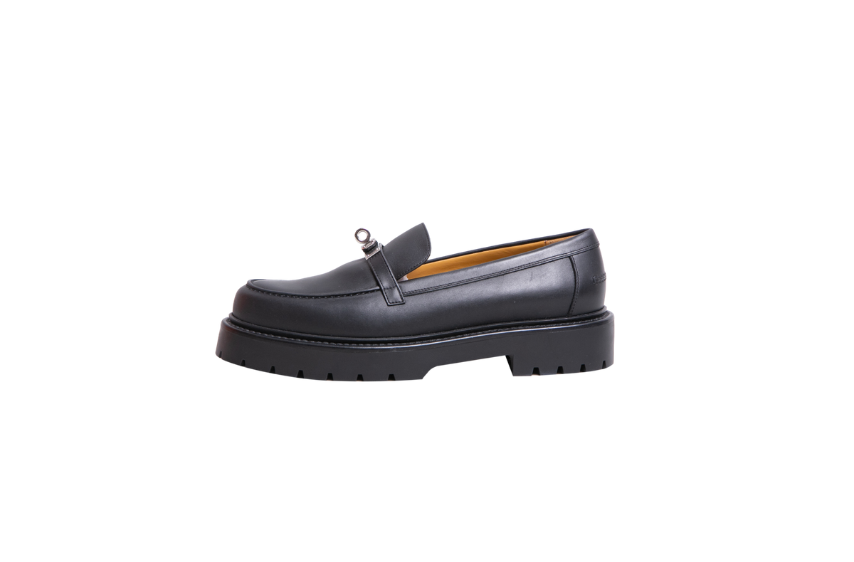 HERMÈS ICÔNIE LOAFER CALFSKIN NOIR - 38 1/2 BR