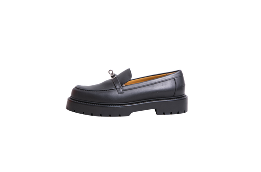 HERMÈS ICÔNIE LOAFER CALFSKIN NOIR - 38 1/2 BR