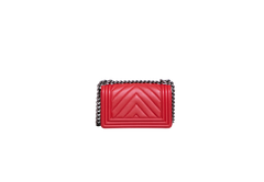 CHANEL BOY SMALL LAMBSKIN CHEVRON TERRACOTTA