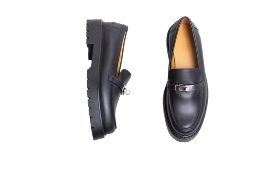 HERMÈS ICÔNIE LOAFER CALFSKIN NOIR - 38 1/2 BR