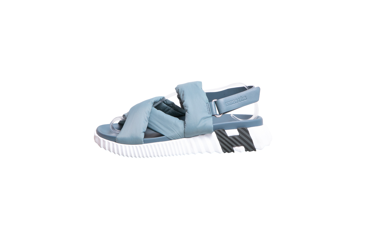 HERMÈS SANDAL ELETRIC NYLON/LEATHER BLEU/BLEU PINED - 36 BR