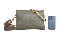 LV COUSSIN LAMBSKIN EMBOSSED MONOGRAM MM KHAKI