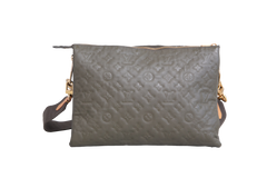 LV COUSSIN LAMBSKIN EMBOSSED MONOGRAM MM KHAKI