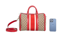 GUCCI BOSTON MEDIUM GG CANVAS & RED FIRE