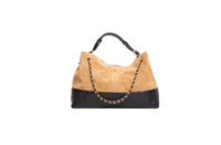 CHANEL 25 A COCO SUEDE CALFSKIN COCO BASE SHOPPING BEIGE/BLACK SUEDE E LEATHER