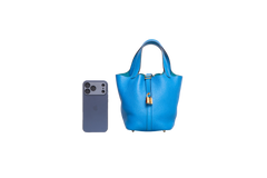 HERMÈS PICOTIN 18 BLEU HYDRA-CLÉMENCE GOLD HDWR