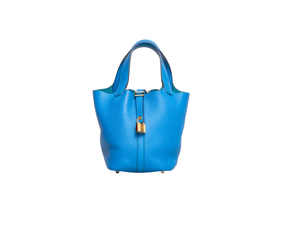 HERMÈS PICOTIN 18 BLEU HYDRA-CLÉMENCE GOLD HDWR